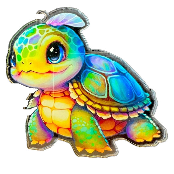 Cute Turtle Window/Car Hanger, bright color, 3” X 3”, chain 18”, 1/8” plastic - Picture 2 of 3